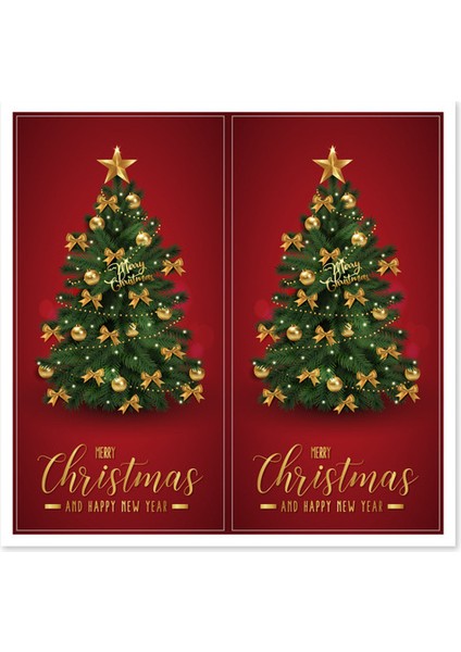 QY1724-10PCS 10-50 Adet Yeni Merry Christmas Çıkartmalar 5X10 cm Dikdörtgen Kırmızı Noel Hediye Kutusu Dekor Conta Etiket Sevimli Noel Baba Çıkartmalar Kırtasiye (Yurt Dışından)