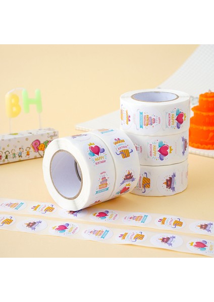 QY2399-100 Adet 100-500 Adet Mutlu Doğum Günü Pastası Parti Etiket Yaratıcı Karikatür Dekoratif Tatil Hediye Etiket Zarf Sızdırmazlık Etiket (Yurt Dışından) fırsatları