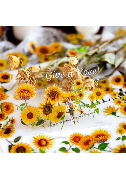 Bir Mohamm 100 Adet Bitki Çiçek Gül Ayçiçeği Pet Çıkartmalar Dekoratif Çıkartmalar Kolaj Scrapbooking Dıy Günlük Kaydı Hediye Çıkartmaları (Yurt Dışından)