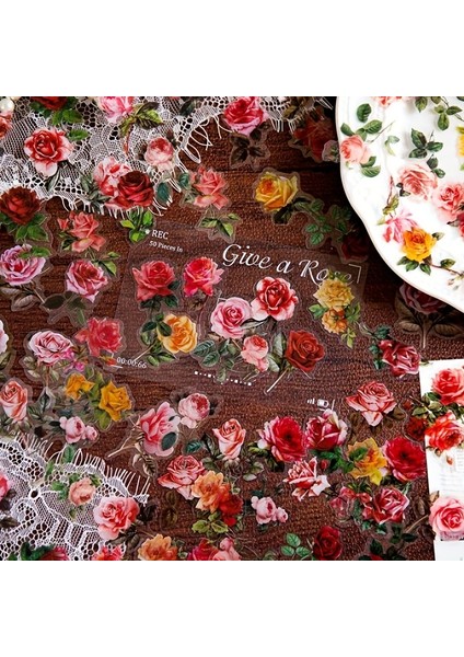 Bir Mohamm 100 Adet Bitki Çiçek Gül Ayçiçeği Pet Çıkartmalar Dekoratif Çıkartmalar Kolaj Scrapbooking Dıy Günlük Kaydı Hediye Çıkartmaları (Yurt Dışından)