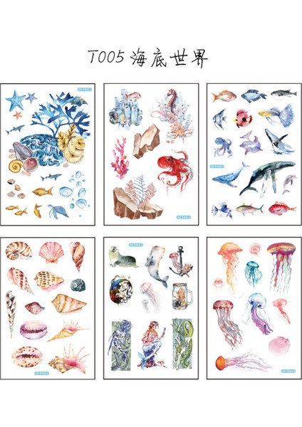 Stil 5 6 Sayfa Kawaii Washi Kağıt Etiket Hayvan Bitki Balina Dergisi Çıkartmalar Scrapbooking Dekoratif Dizüstü Kırtasiye Malzemeleri (Yurt Dışından) fiyatları