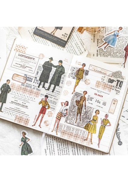 1-C Mohamm 40 Sayfa Retro Nostaljik Moda Kıyafet Çıkartmalar Karakter Dıy Malzeme Sahne Kolaj Dergisi Karalama Defteri Planlamacıları (Yurt Dışından)