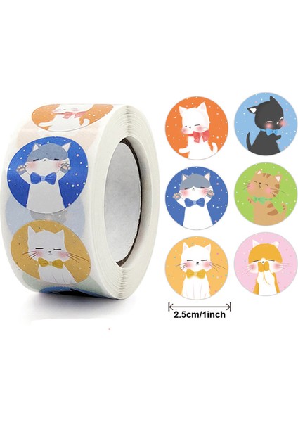 QY1627-100PCS 100-500PCS 1 Inç Kedi Etiket Çocuklar Ödül Etiket Hediye Dekorasyon Etiket Öğretmen Teşvik Öğrenci Kırtasiye Çıkartmalar (Yurt Dışından)