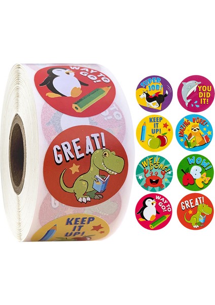 QY531-500PCS 100-500PCS 8 Stilleri Yuvarlak Karikatür Güneş Gülen Çocuklar Ödül Çıkartmaları Parti El Yapımı Scrapbooking Hediye Paketleme Mühür Etiket (Yurt Dışından)