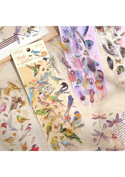 Stil 2 3 Adet Kawaii Tüy Yusufçuk Kuş Denizanası Dekoratif Çıkartmalar Paketi Scrapbooking Malzeme Etiket Günlüğü Telefon Günlüğü Planlayıcısı (Yurt Dışından) modelleri