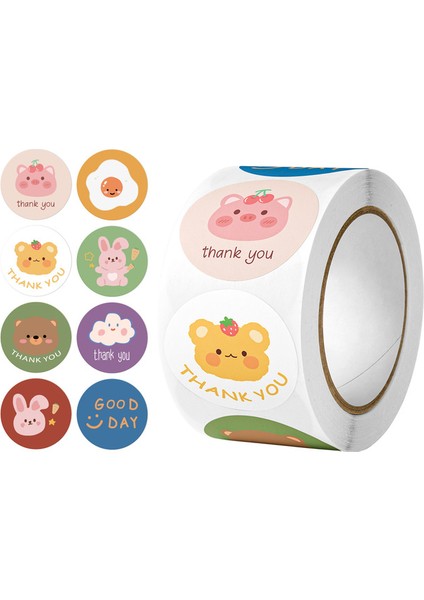 QY1706-300PCS 100-500PCS Yuvarlak Mutlu Gün Çıkartmaları Zarf Mühür Etiketleri Hediye Paketleme Dekor Doğum Günü Partisi Scrapbooking Kırtasiye Etiket (Yurt Dışından)