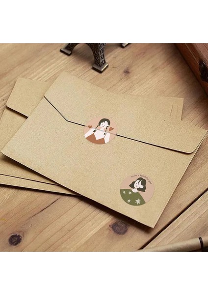 QY1706-300PCS 100-500PCS Yuvarlak Mutlu Gün Çıkartmaları Zarf Mühür Etiketleri Hediye Paketleme Dekor Doğum Günü Partisi Scrapbooking Kırtasiye Etiket (Yurt Dışından)