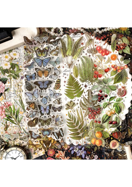 Stil 3 Vintage Orman Bitki Çiçek Kelebek Lazer Folyo Pet Dekoratif Sticker Önemsiz Dergisi Dıy Scrapbooking Kolaj Albümü Zanaat (Yurt Dışından) fırsatları