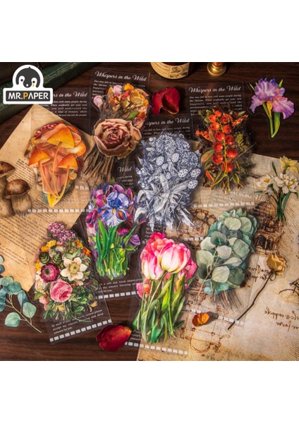 S19564-3 Mr.paper 8 Stilleri 40 Adet/torba Vintage Çıkartmalar Ins Tarzı Bitkiler Çiçekler Pet Bardak Dekoratif El Kitabı Dıy Kolaj Kore Kırtasiye (Yurt Dışından) fiyatları