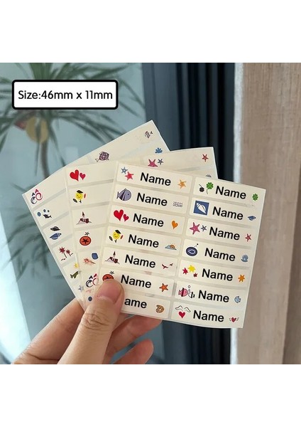 D10 46X11MM 60 Adet Kişiselleştirilmiş Etiketler Adı Çıkartmalar Çocuklar Özelleştirilmiş Su Geçirmez Logo Beyaz Arka Plan Karikatürler Çocuk Kırtasiye Etiketi (Yurt Dışından)