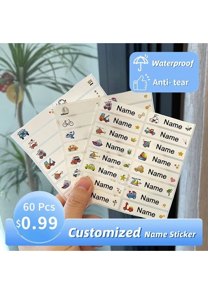 D10 46X11MM 60 Adet Kişiselleştirilmiş Etiketler Adı Çıkartmalar Çocuklar Özelleştirilmiş Su Geçirmez Logo Beyaz Arka Plan Karikatürler Çocuk Kırtasiye Etiketi (Yurt Dışından) fiyatları