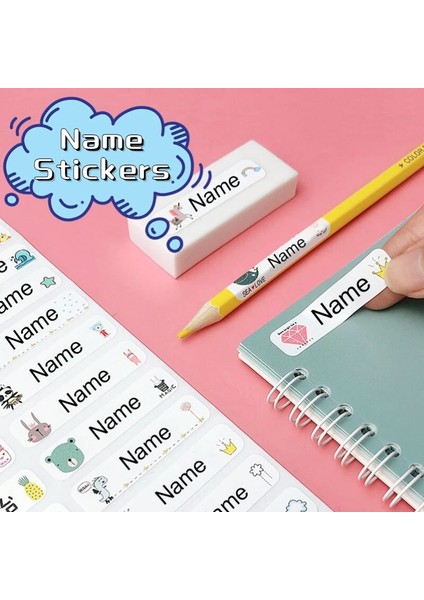 D10 46X11MM 60 Adet Kişiselleştirilmiş Etiketler Adı Çıkartmalar Çocuklar Özelleştirilmiş Su Geçirmez Logo Beyaz Arka Plan Karikatürler Çocuk Kırtasiye Etiketi (Yurt Dışından) fırsatları