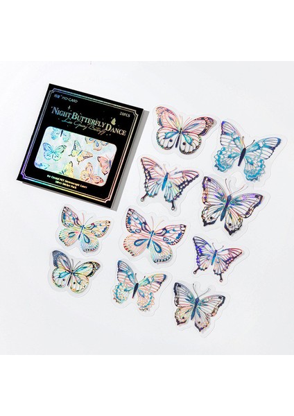 S19434-2 Mr.paper 6 Stilleri 20 Adet/paket Pet Çıkartmalar Vintage Lazer Gümüş 3D Kristal Kelebek El Kitabı Dıy Dekorasyon Malzemesi Kırtasiye (Yurt Dışından)
