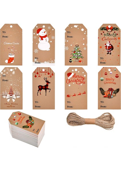 QY1426-50PCS 50-100PCS Merry Christmas Etiketler Kraft Kağıt Kartı Hediye Etiketi Dıy Asın Etiketleri Hediye Paketleme Dekor Hediye Kartı Noel Malzemeleri Yanadır (Yurt Dışından) fiyatları