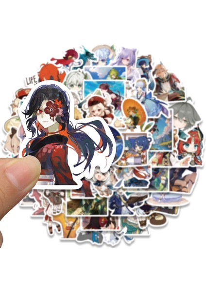 10 Adet-Rastgele 10/50 Adet Sevimli Genshin Darbe Çıkartmalar Anime Oyunu Karikatür Çıkartmaları Dıy Dizüstü Telefon Dizüstü Bagaj Kaykay Gitar Çocuk Oyuncakları (Yurt Dışından)