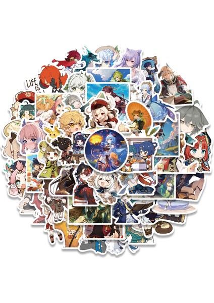 10 Adet-Rastgele 10/50 Adet Sevimli Genshin Darbe Çıkartmalar Anime Oyunu Karikatür Çıkartmaları Dıy Dizüstü Telefon Dizüstü Bagaj Kaykay Gitar Çocuk Oyuncakları (Yurt Dışından)