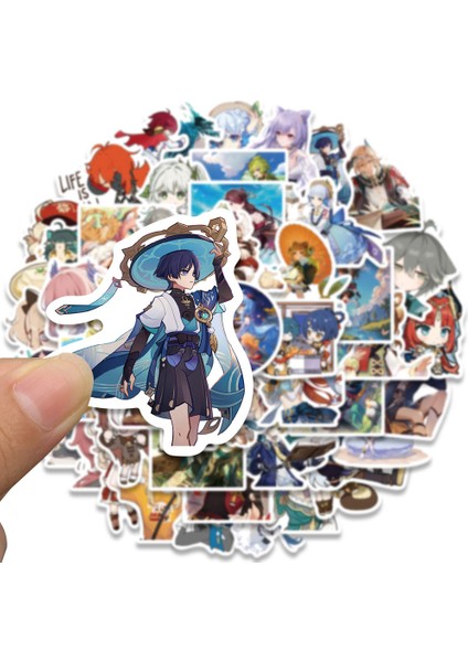 10 Adet-Rastgele 10/50 Adet Sevimli Genshin Darbe Çıkartmalar Anime Oyunu Karikatür Çıkartmaları Dıy Dizüstü Telefon Dizüstü Bagaj Kaykay Gitar Çocuk Oyuncakları (Yurt Dışından)
