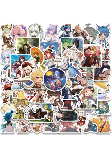 10 Adet-Rastgele 10/50 Adet Sevimli Genshin Darbe Çıkartmalar Anime Oyunu Karikatür Çıkartmaları Dıy Dizüstü Telefon Dizüstü Bagaj Kaykay Gitar Çocuk Oyuncakları (Yurt Dışından)