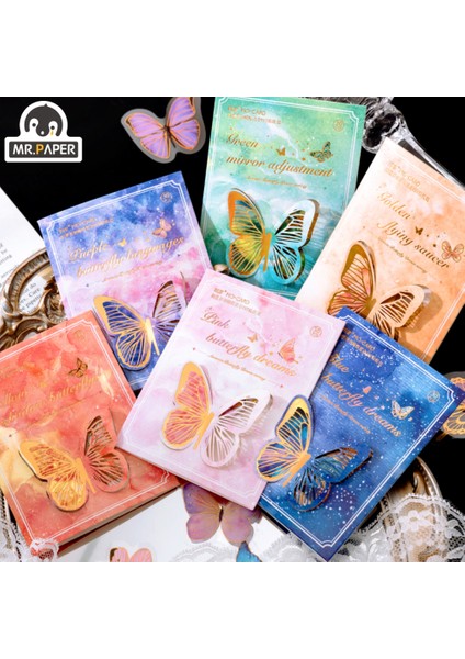 S18728-4 Bay Kağıt 6 Tarzı 30 Adet/torba Vintage Hayvan Pet Etiket Yaratıcı Güzellik Kelebek El Hesabı Dekoratif Kırtasiye Etiket (Yurt Dışından)