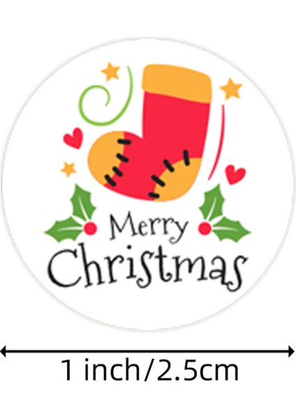 QY1512-500PCS 100-500 Adet Merry Christmas Çorap Ağacı Etiket Çıkartmaları Hediye Kartı Paketi Sarma Festivali Parti Pişirme Küçük Işletme 1 Inç (Yurt Dışından) indirimleri