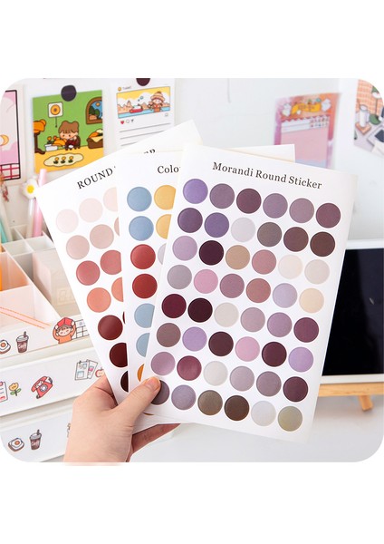 F Yuvarlak Etiket 48 Adet 1 Sayfalık Morandi Renk Yuvarlak Nokta Çıkartmalar Çok Fonksiyonlu Dekoratif Kawaii Deco Etiket Dıy Günlüğü Albümü Etiket Kırtasiye Karalama Defteri (Yurt Dışından)