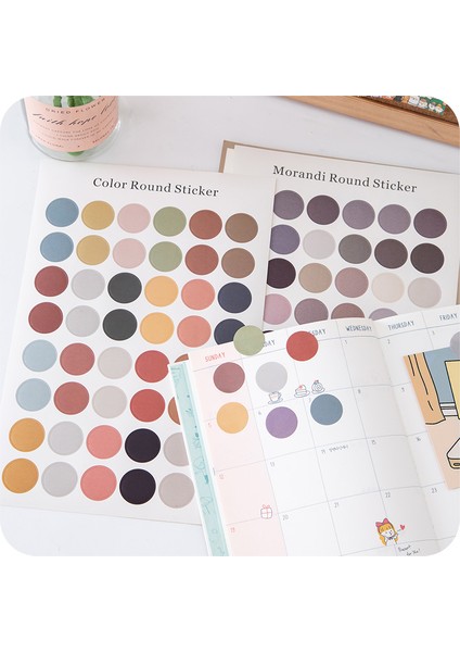 F Yuvarlak Etiket 48 Adet 1 Sayfalık Morandi Renk Yuvarlak Nokta Çıkartmalar Çok Fonksiyonlu Dekoratif Kawaii Deco Etiket Dıy Günlüğü Albümü Etiket Kırtasiye Karalama Defteri (Yurt Dışından)