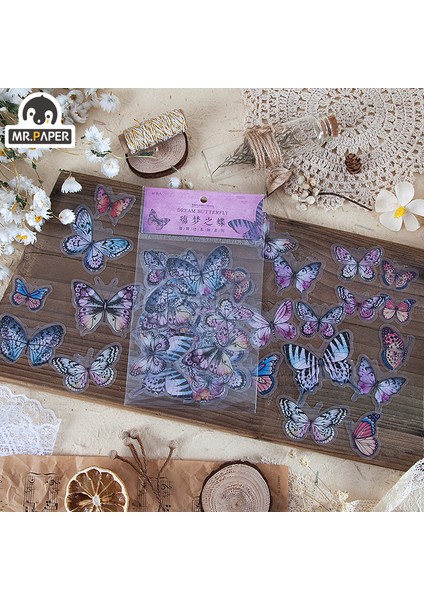 C Mr.paper 8 Tasarımlar 40 Adet/grup Kelebek Deco Çıkartmalar Scrapbooking Oyuncak Bitkiler Deco Albümü Dıy Kırtasiye Çıkartmalar (Yurt Dışından)