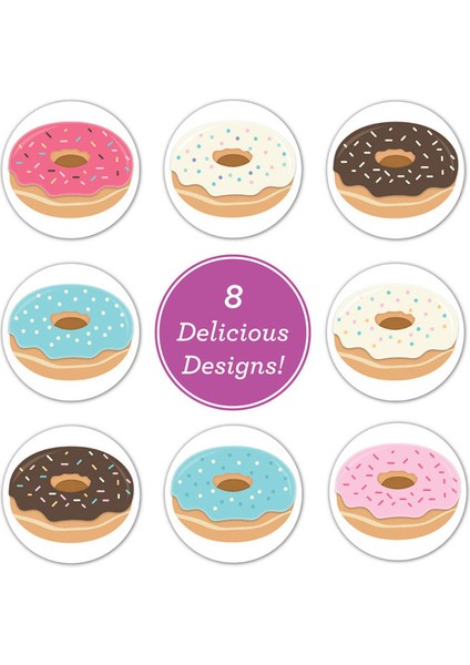 YH218-50PCS 50-500PCS Donuts Etiket 1 Inç Renkli Çocuk Etiket Pişirme Mağazası Süslemeleri Sınıf Öğretmeni Teşvik Öğrenci Ödül Çıkartmaları (Yurt Dışından)
