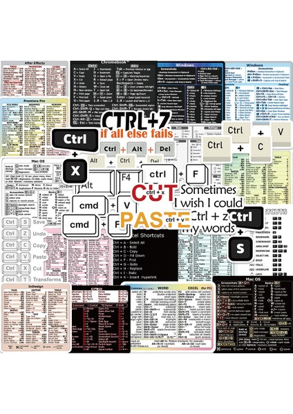 30 Adet 30 Adet Excelword Bilgisayar Kısayolları Çıkartmalar Karalama Defteri Ipad Dizüstü Kırtasiye Etiket Scrapbooking Malzeme Zanaat Malzemeleri (Yurt Dışından) fiyatları