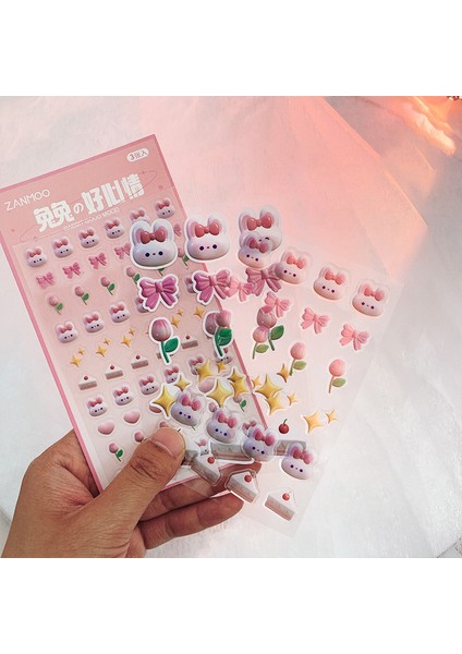 Kedi 3 Sayfa 3D Ins Karikatür Çıkartmalar Kawaii Tavşan Ayı Çıkartmalar Dıy Scrapbooking Günlük Defteri Planlayıcısı Süslemeleri Kore Kırtasiye (Yurt Dışından) fırsatları