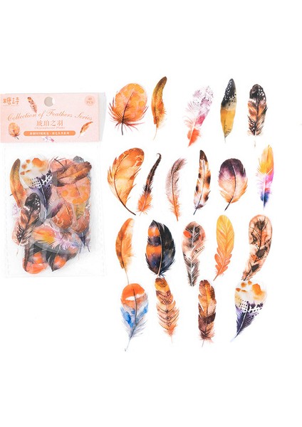 Açık Gri 40 Adet/paket Renkli Tüy Tasarım Su Geçirmez Dekoratif Çıkartmalar (Yurt Dışından)