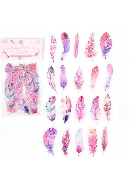 Açık Gri 40 Adet/paket Renkli Tüy Tasarım Su Geçirmez Dekoratif Çıkartmalar (Yurt Dışından) fiyatları