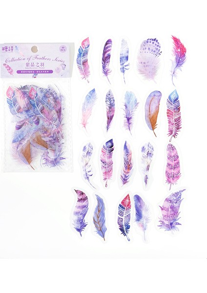 Açık Gri 40 Adet/paket Renkli Tüy Tasarım Su Geçirmez Dekoratif Çıkartmalar (Yurt Dışından) indirimleri