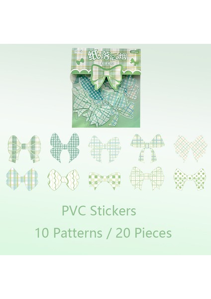 C Journamm 20 Adet/paket Pvc Sevimli Izgara Yay-Düğüm Dekor Çıkartmalar Dıy Günlük Kaydı Malzemeleri Kolaj Fotoğraf Albümü Yapışkanlı Çocuk Çıkartmalar (Yurt Dışından)