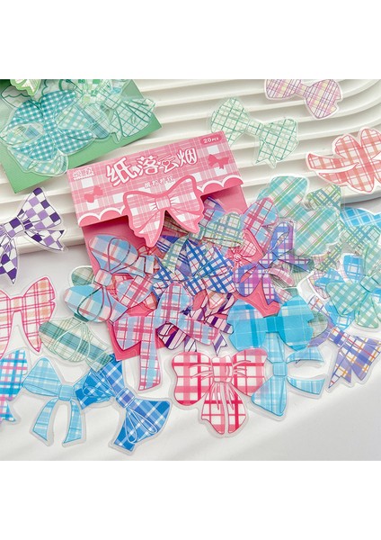 C Journamm 20 Adet/paket Pvc Sevimli Izgara Yay-Düğüm Dekor Çıkartmalar Dıy Günlük Kaydı Malzemeleri Kolaj Fotoğraf Albümü Yapışkanlı Çocuk Çıkartmalar (Yurt Dışından) fırsatları