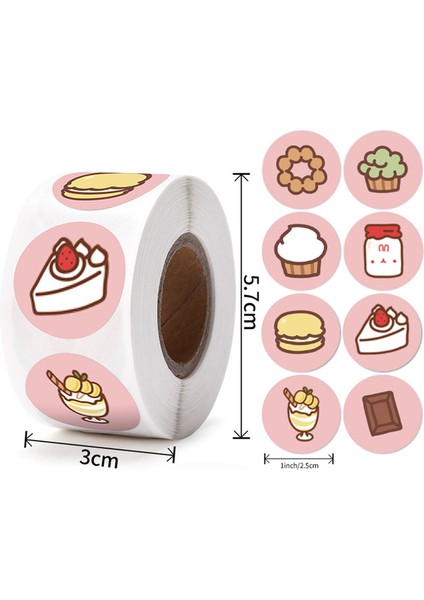 QY2337-100PCS 100-500 Adet Yuvarlak Kek Çıkartmalar Çocuklar Için Öğretmen Ödül Çıkartmalar Scrapbooking Dergisi Kişisel Planlayıcısı Günlüğü Zarf Etiketleri (Yurt Dışından)