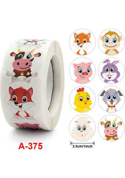 A375 - 500 Adet 100-500 Adet 1 Inç Hayvan Çıkartmalar Rulo Zarf Övgü Ödül Öğrenci Etiket Kırtasiye Mühür Etiket Çocuk Hediye (Yurt Dışından)