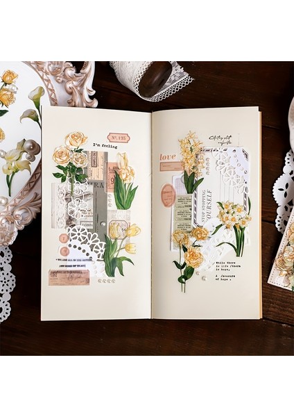 B 30 Adet Mohamm 30 Adet Su Geçirmez Pet Retro Bitki Çiçekler Dekoratif Sticker Scrapbooking Için Dıy Telefon Kılıfları Yaratıcı Kolaj Günlükleme (Yurt Dışından)