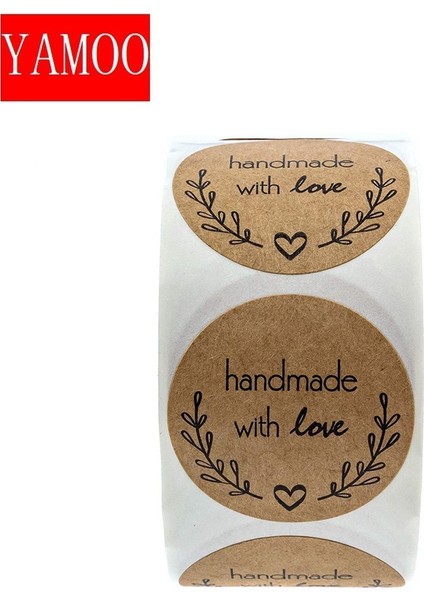 50 Adet Yuvarlak "sevgiyle El Yapımı" Çıkartmalar Mühür Etiketleri Rulo Etiket Paketi Süslemeleri El Yapımı Etiket Kırtasiye MALZEMELERI50-500 Adet (Yurt Dışından) modelleri