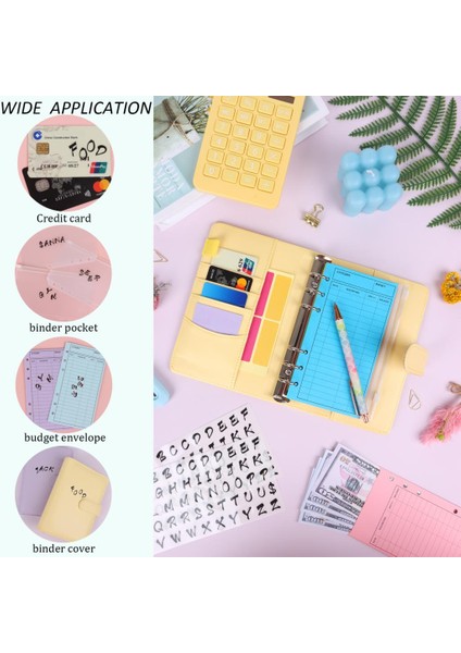 8 Sayfalık 8 Sayfalık Pu Deri Bütçe Organizatör Binder Nakit Zarf Sistemi Şeffaf Pvc Etiket Renk Kaplamalı Kağıt Alfabe Çıkartmalar (Yurt Dışından)