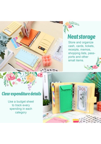 8 Sayfalık 8 Sayfalık Pu Deri Bütçe Organizatör Binder Nakit Zarf Sistemi Şeffaf Pvc Etiket Renk Kaplamalı Kağıt Alfabe Çıkartmalar (Yurt Dışından)