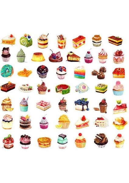 Gösterildiği Gibi 50 Adet Kek Kahve Öğleden Sonra Çay Kağıt Çıkartmalar Su Bardağı Kırtasiye Için Kawaii Kağıt Çıkartmalar Diy Scrapbooking Günlüğü Albümü Çıkartması (Yurt Dışından)