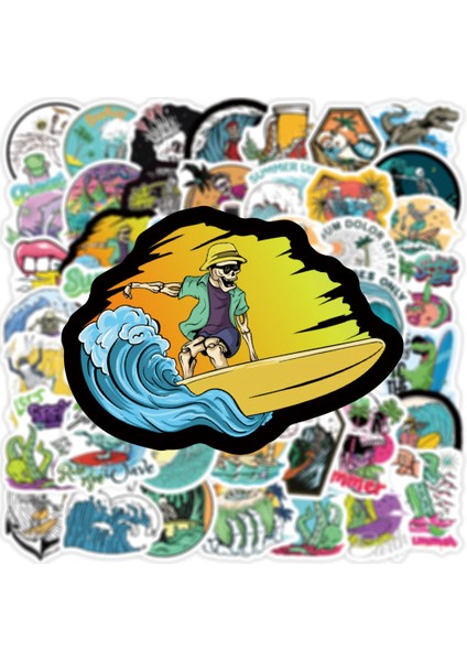 50 Adet 10/50 Adet Açık Kafatası Sörf Çıkartmaları Yaz Tropikal Plaj Sörf Su Geçirmez Dıy Sörf Tahtası Araba Kaykay Çıkartma (Yurt Dışından) fırsatları