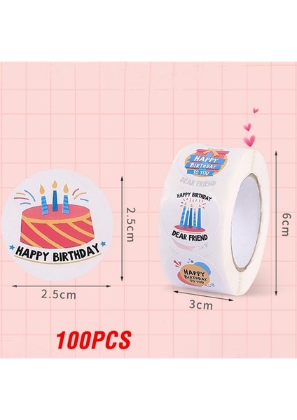 QY2406-100PCS 100-500PCS Yuvarlak Mutlu Doğum Günü Etiketleri Kraft Kağıt Etiket Şeker Çanta Çiçek Hediye Kutusu Kek Kutuları ve Ambalaj Düğün Çıkartmalar (Yurt Dışından)