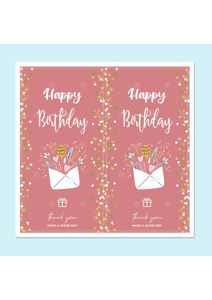 QY1450-50PCS 10-50PCS Mutlu Doğum Günü Çıkartmalar Ambalaj Sızdırmazlık Etiketi Dıy Hediye Dekorasyon Kendinden Yapışkanlı El Yapımı Kırtasiye Etiket (Yurt Dışından)