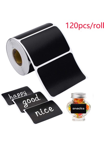 QY1378-120PCS 120 Adet/rulo Boş Kara Tahta Etiketleri Çıkarılabilir Etiket Mutfak Konserve Mason Baharat Kavanozları Hediye Paketleme (Yurt Dışından)