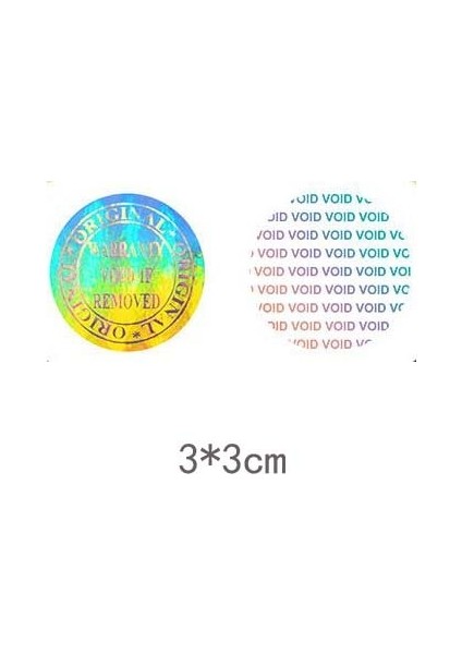 3X3CM Çıkartmalar Orijinal Orijinal Hologram Çıkartma Etiketi Çıkarılırsa Garanti Geçersiz Kurcalamaya Karşı Korumalı Sahte Hologram Güvenlik Sızdırmazlık Etiketleri (Yurt Dışından)