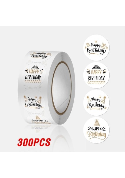 QY2394-300PCS 100-500PCS Yuvarlak Mutlu Doğum Günü Etiketleri Kraft Kağıt Etiket Şeker Çanta Çiçek Hediye Kutusu Kek Kutuları ve Ambalaj Düğün Çıkartmalar (Yurt Dışından)