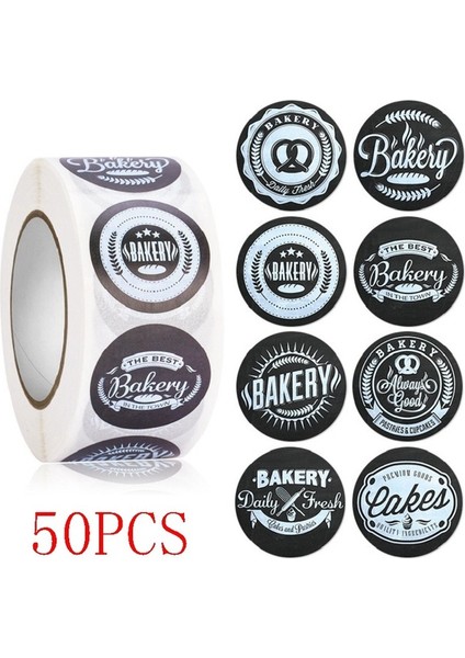HY2022-66-50PCS 50-500PCS Yuvarlak Fırın Müşteriler Için En Iyi Seçim Kendinden Yapışkanlı Etiketler Gıda Paketi Ekmek ve Içecek Yeni Gelenler Için Çıkartmalar (Yurt Dışından)
