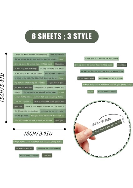 Stil 6 6 Sayfalık Vintage Küçük Konuşma Metin Koleksiyonu Çıkartmalar Dıy Scrapbooking Kolaj Telefon Günlüğü Albümü Mutlu Planı Hediye Dekorasyon (Yurt Dışından) fırsatları